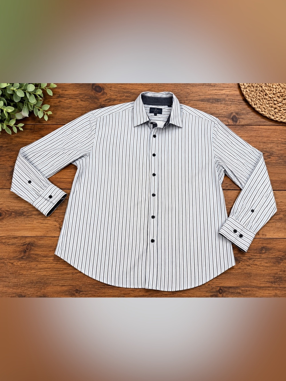 Men's Striped Dress Shirt - Classic Spread Collar